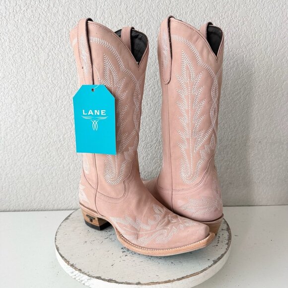 Lane LEXINGTON Womens Pink Cowboy Boots 7 Western Cowgirl Mid Calf Pointed Toe - Picture 1 of 11